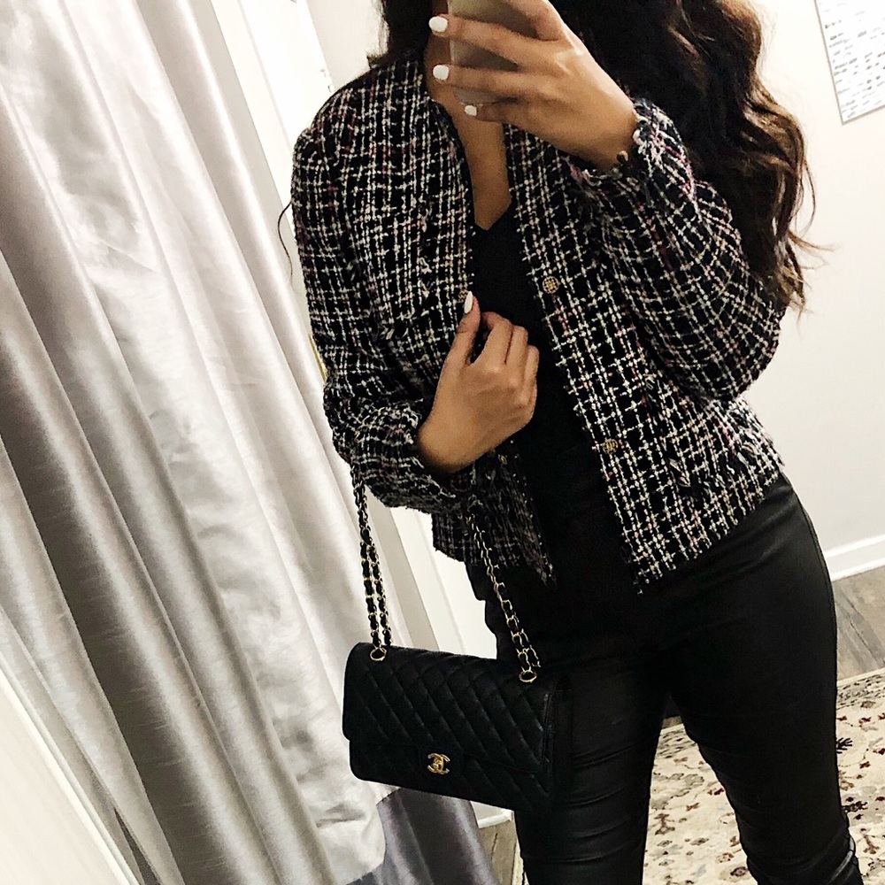 Black and Pink Tweed Blazer